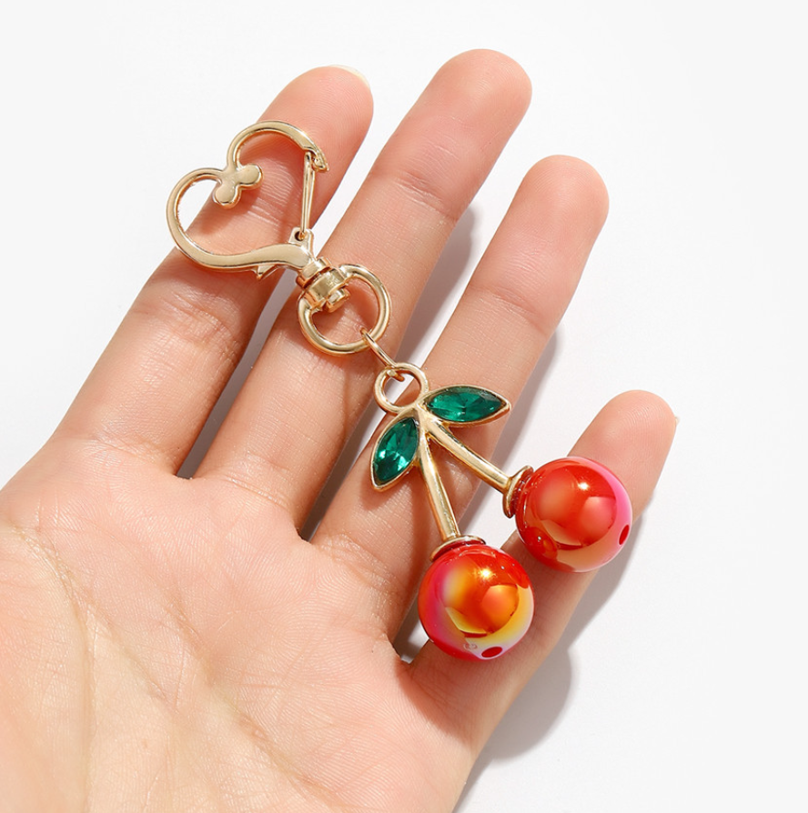 Ornaments-Resin cherry heart hook keychain-BCK1003