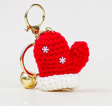 Ornaments-Christmas hat weave glove bell  bag charm keychain -BCK1005