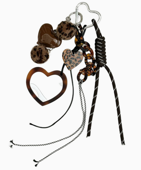 leopard mirror bag charm keychain