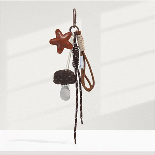 Oranments-star mushroom  woven  bag charm keychain -BCK1039