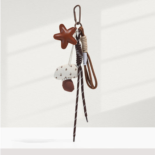 Oranments-star mushroom  woven  bag charm keychain -BCK1039