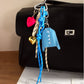 Oranments-Blue shirt  heart hook charm woven rope keychian-BCK1009