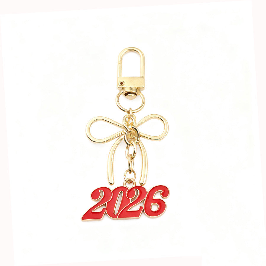 Oranments-New Year Festival Sweet Butterfly Knot 2026 Keychain -BCK1034