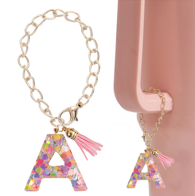 Oranments- letters resin tassels bag charm keychain cup hanger -BCK1038