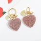 Oranments- glitter powder love heart acrylic keychain bag charm-BCK1049