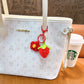Oranments- Hand-knitted woolen strawberry flower bag charm keychain-BCK1042