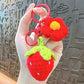 Oranments- Hand-knitted woolen strawberry flower bag charm keychain-BCK1042